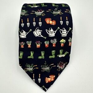 Alynn Tie Mens Blue Weekend Gardener Gardening Silk Necktie Made USA